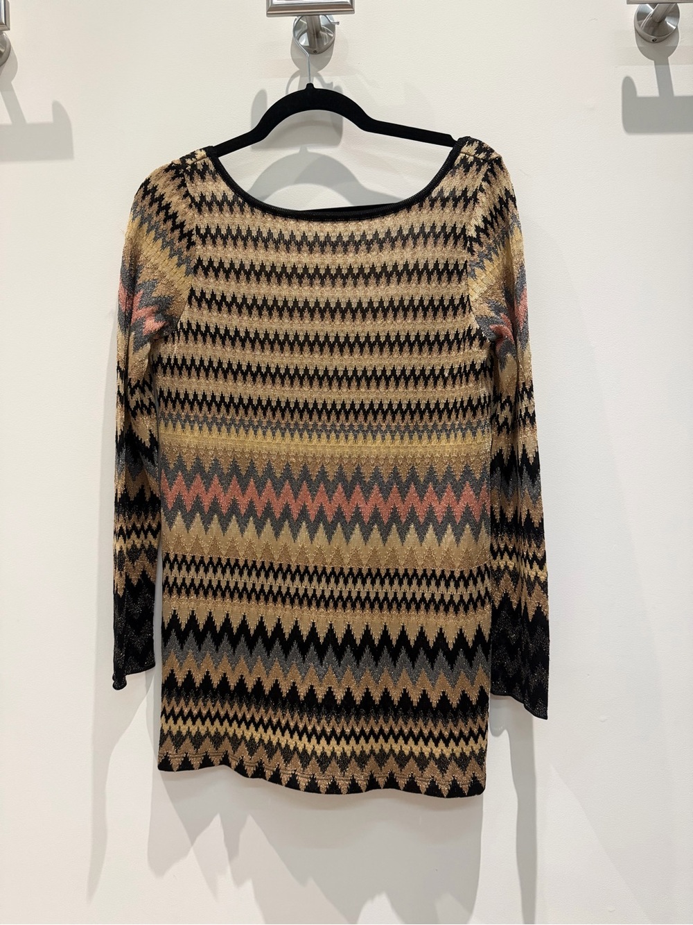 Vintage M Missoni Metallic Dress in Black, Gold & Pink